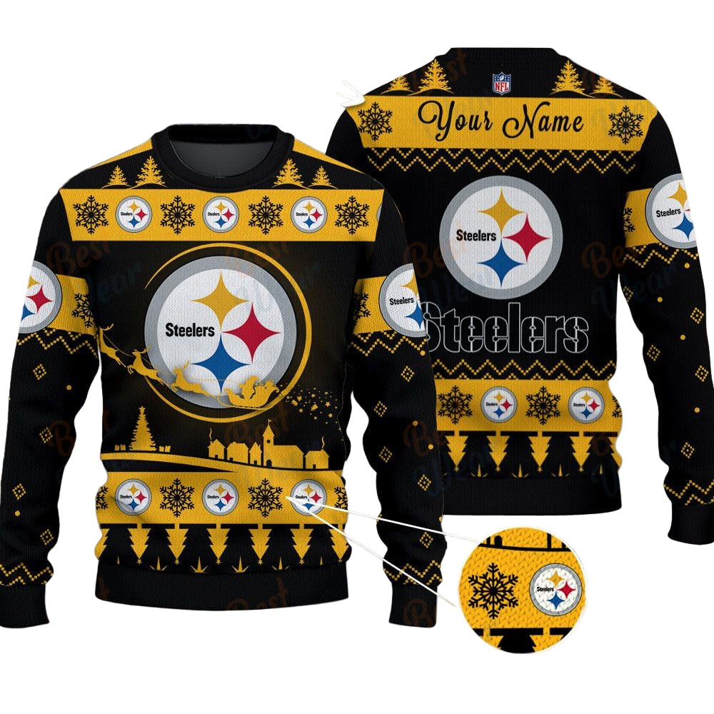 Pittsburgh Steelers NFL Ugly Christmas Sweater - Name Customized