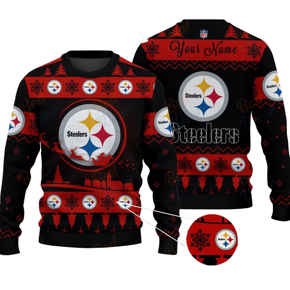 Pittsburgh Steelers NFL Ugly Christmas Sweater - Name Customized