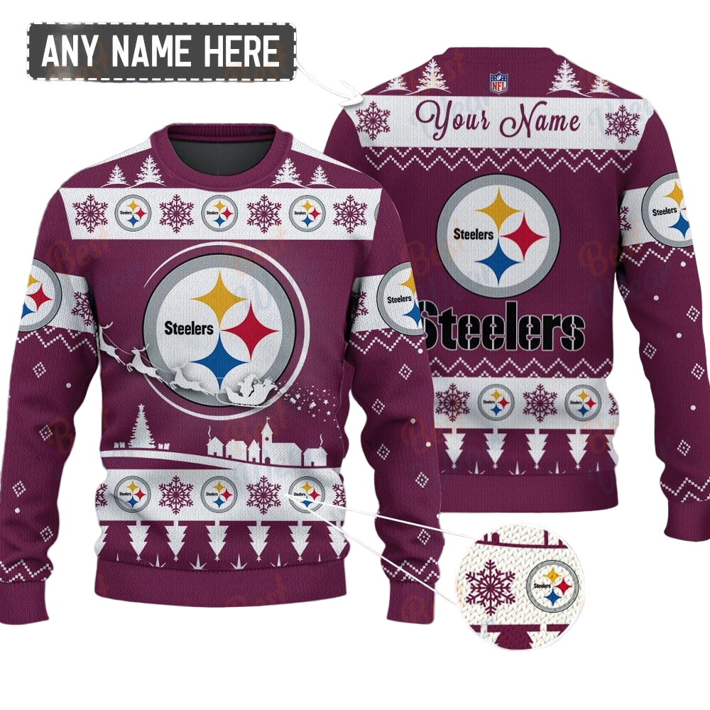 Pittsburgh Steelers NFL Ugly Christmas Sweater - Name Customized