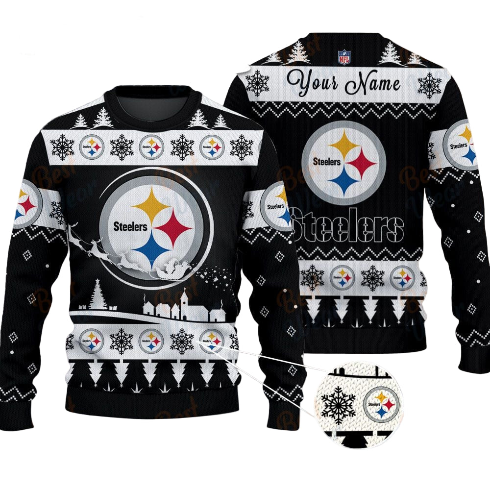 Pittsburgh Steelers NFL Ugly Christmas Sweater - Name Customized