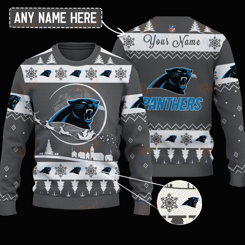 Carolina Panthers NFL Ugly Christmas Sweater - Name Customized