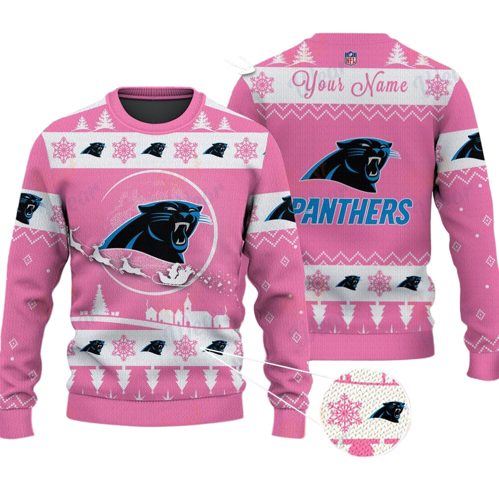 Carolina Panthers NFL Ugly Christmas Sweater - Name Customized