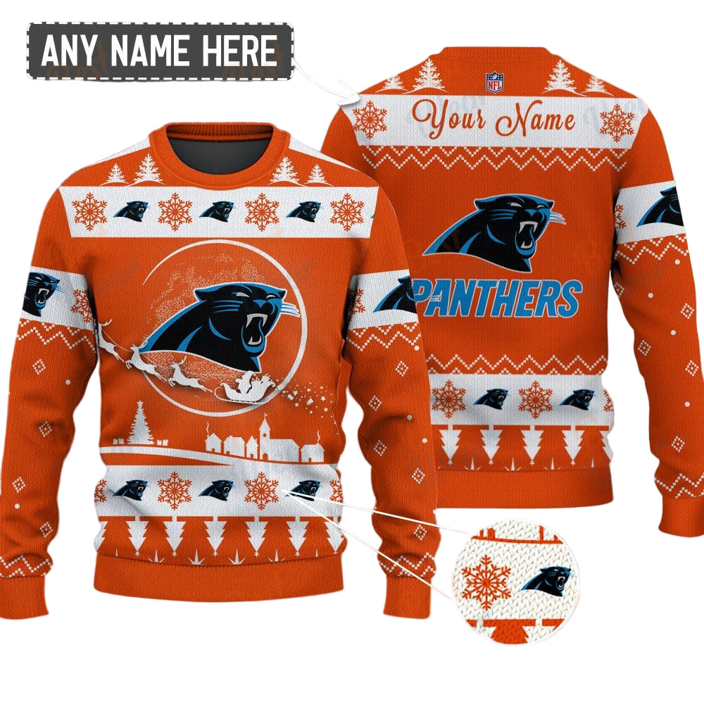 Carolina Panthers NFL Ugly Christmas Sweater - Name Customized