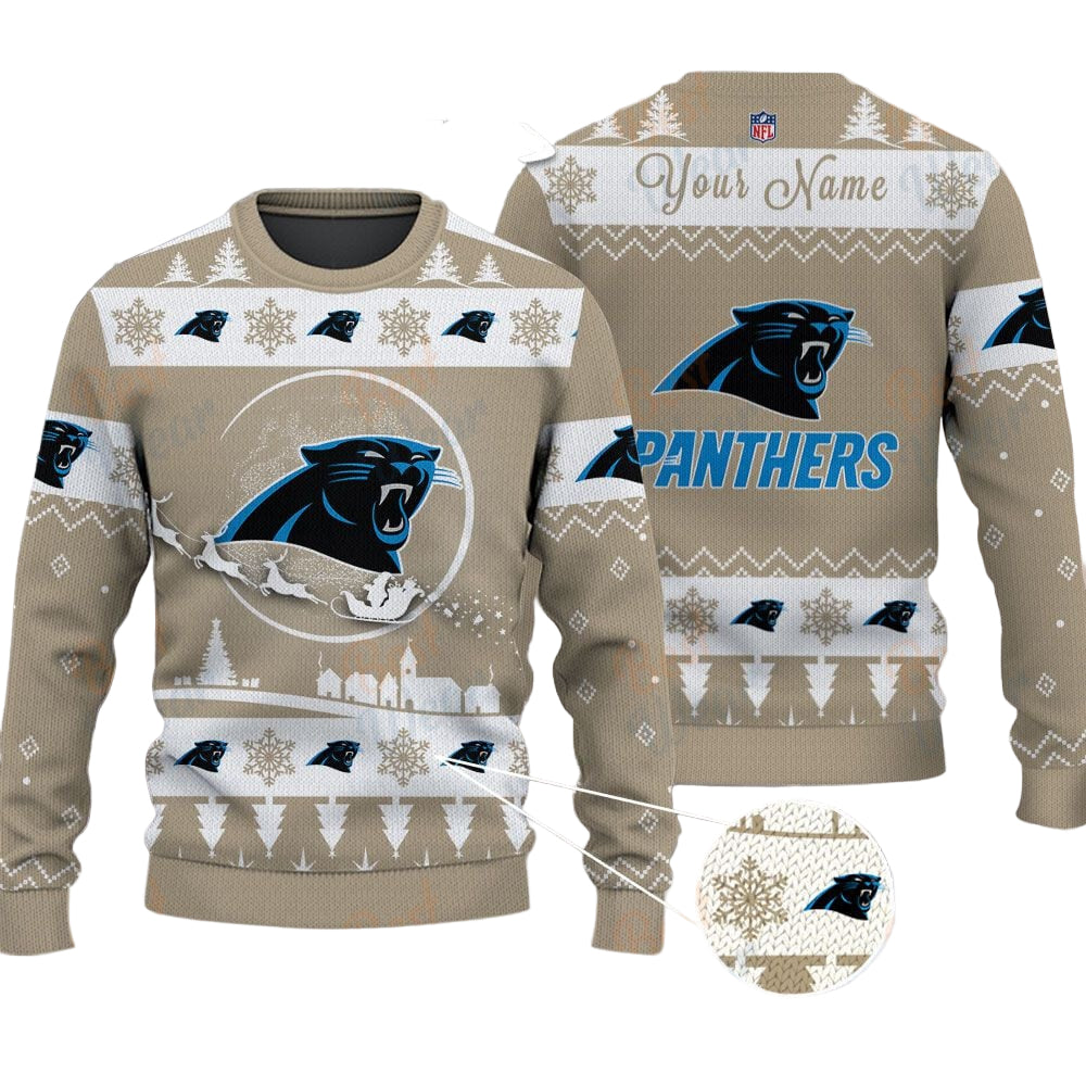 Carolina Panthers NFL Ugly Christmas Sweater - Name Customized