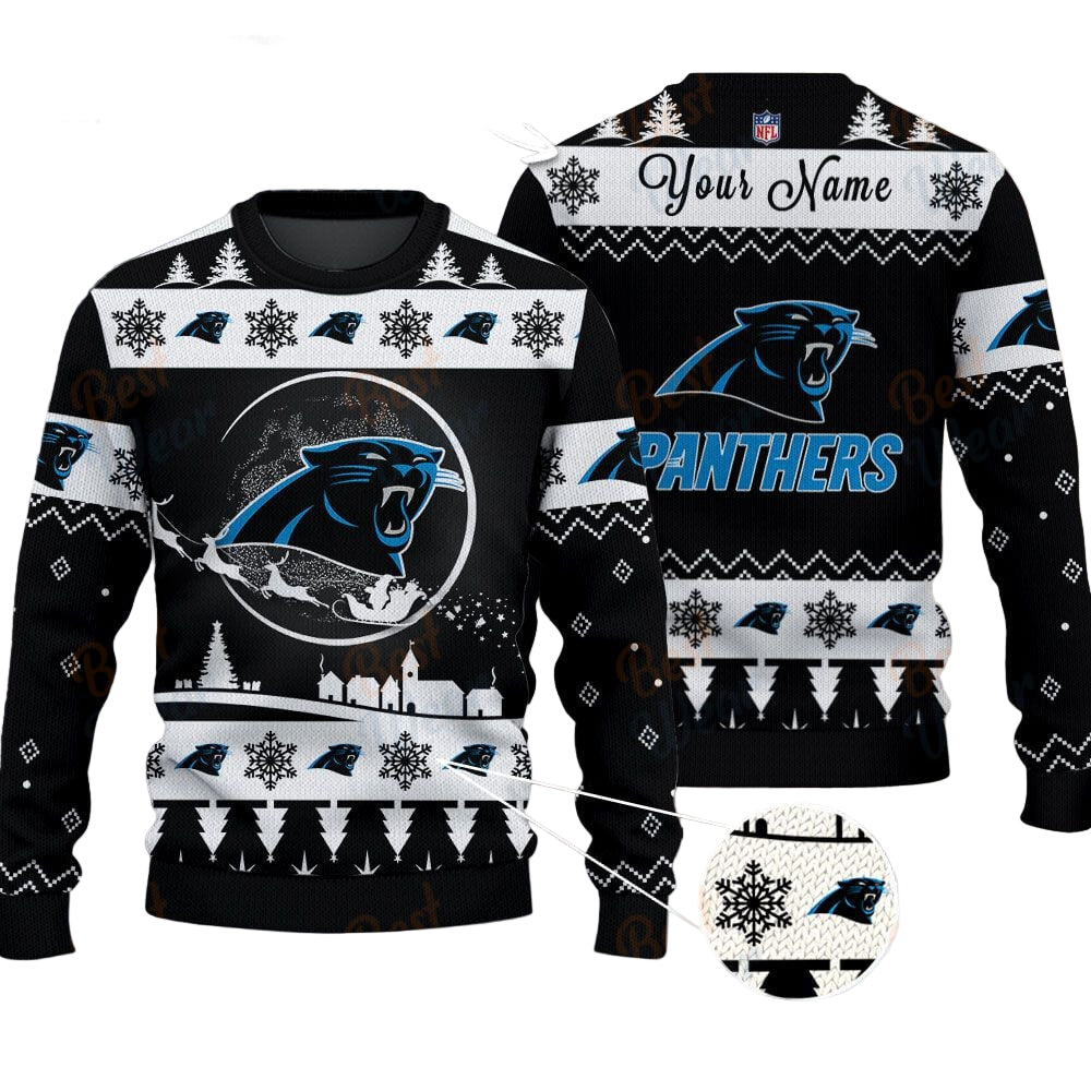 Carolina Panthers NFL Ugly Christmas Sweater - Name Customized