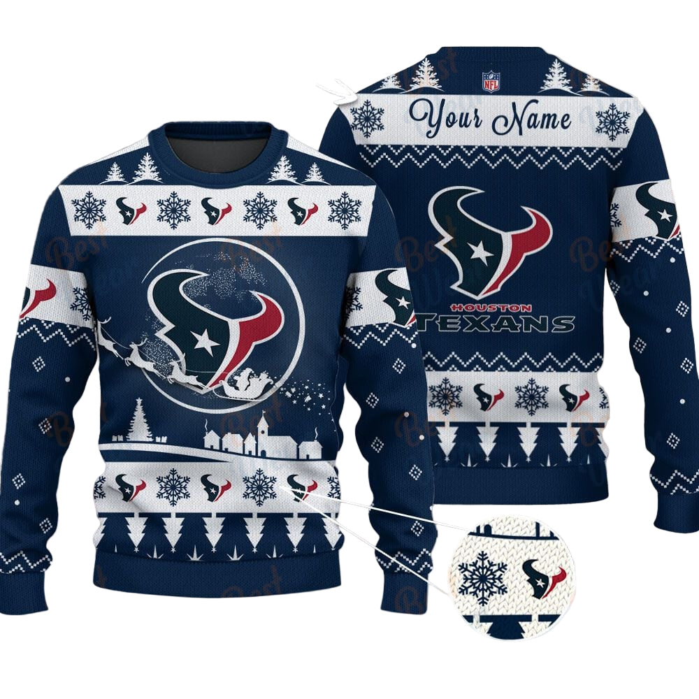 Houston Texans NFL Ugly Christmas Sweater - Name Customized