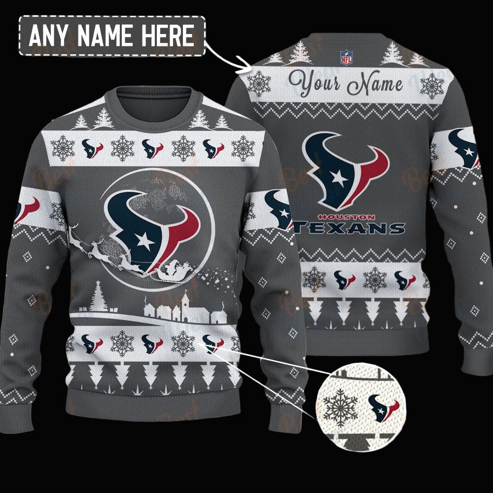 Houston Texans NFL Ugly Christmas Sweater - Name Customized