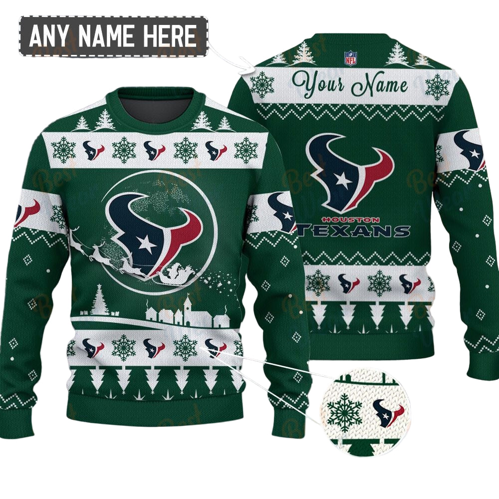 Houston Texans NFL Ugly Christmas Sweater - Name Customized