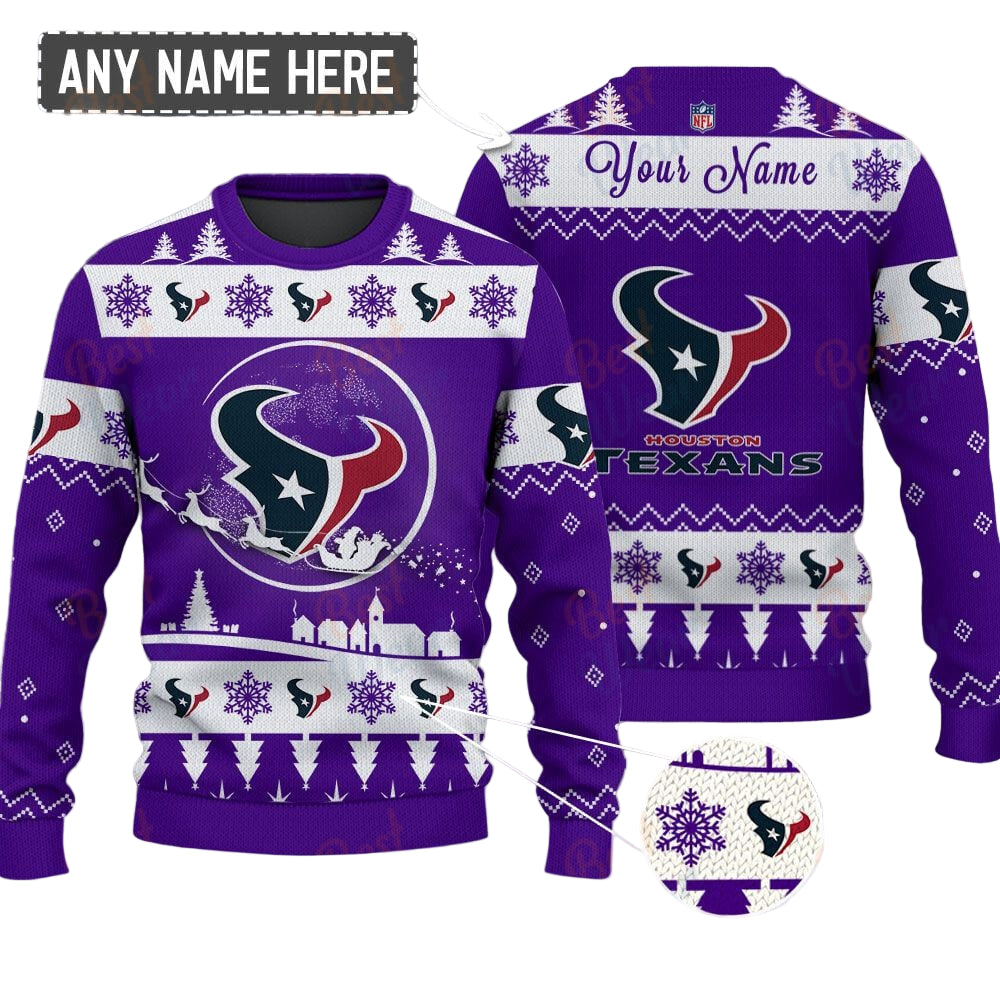 Houston Texans NFL Ugly Christmas Sweater - Name Customized