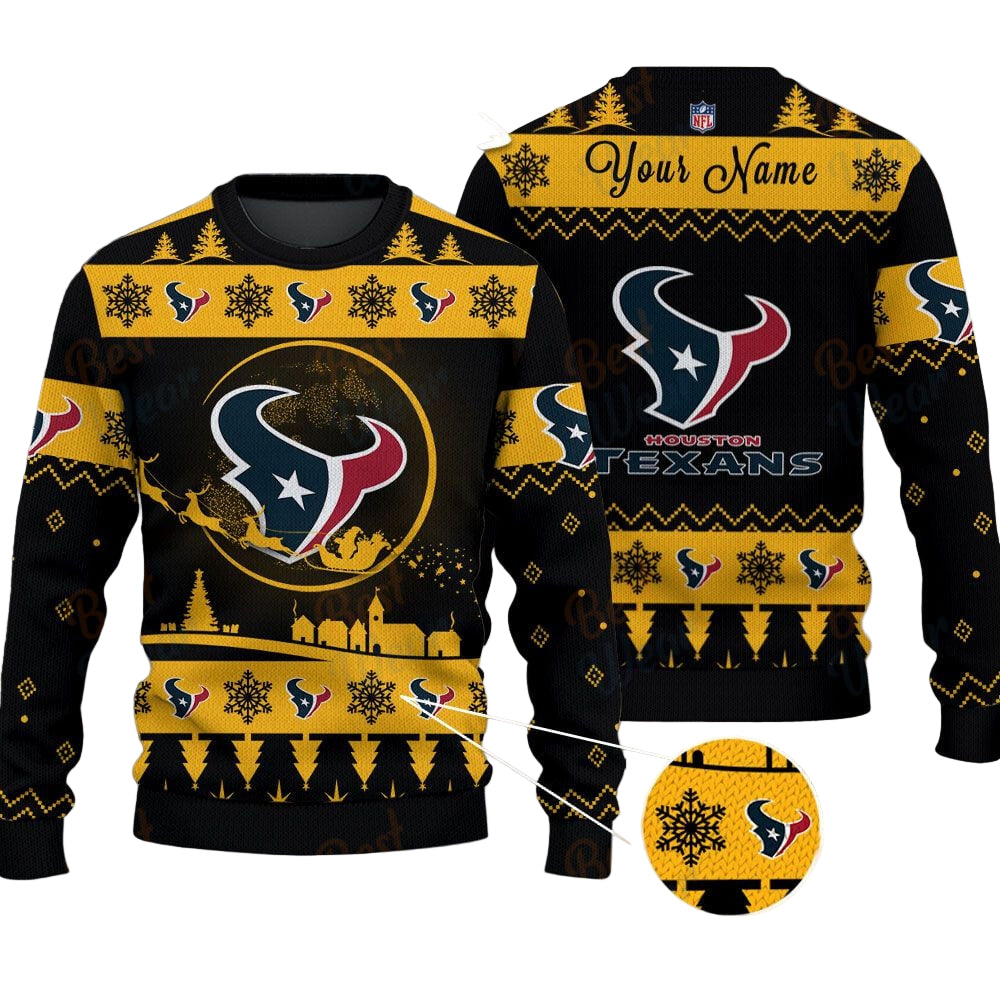 Houston Texans NFL Ugly Christmas Sweater - Name Customized