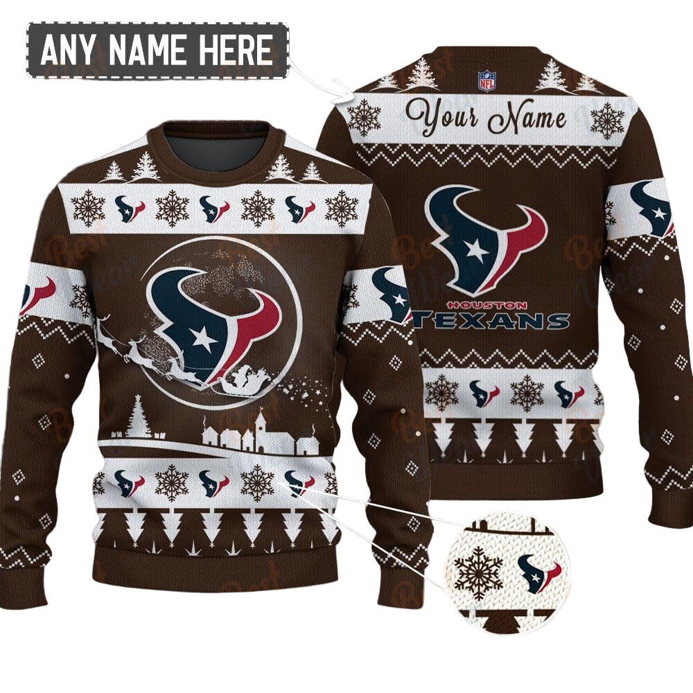 Houston Texans NFL Ugly Christmas Sweater - Name Customized