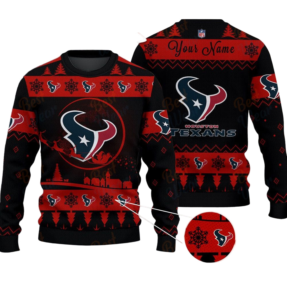 Houston Texans NFL Ugly Christmas Sweater - Name Customized
