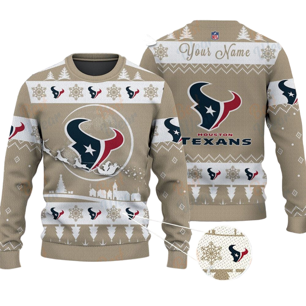 Houston Texans NFL Ugly Christmas Sweater - Name Customized