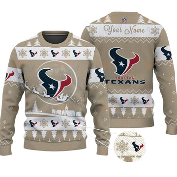 Houston Texans NFL Ugly Christmas Sweater - Name Customized