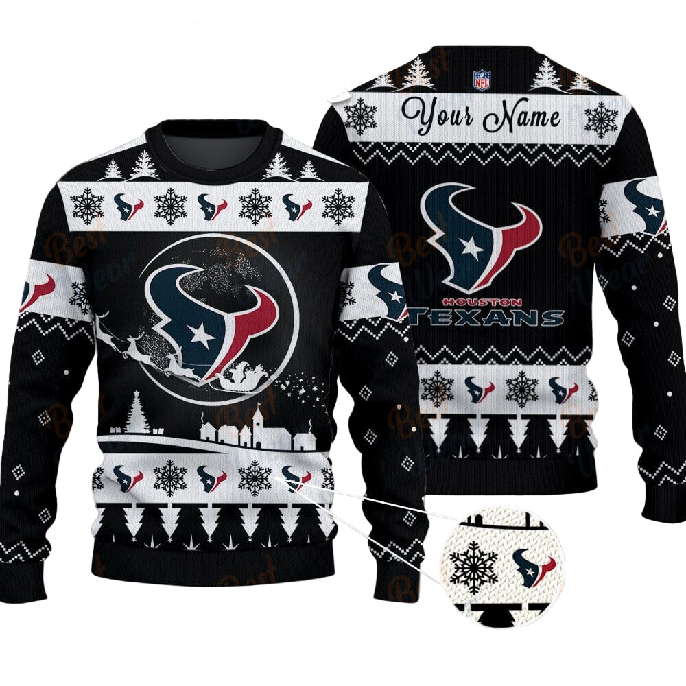 Houston Texans NFL Ugly Christmas Sweater - Name Customized