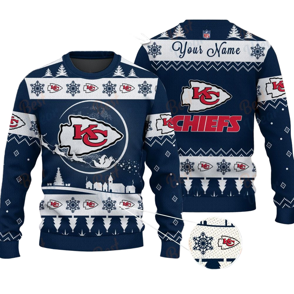 Kansas City Chiefs NFL Ugly Christmas Sweater - Name Customized