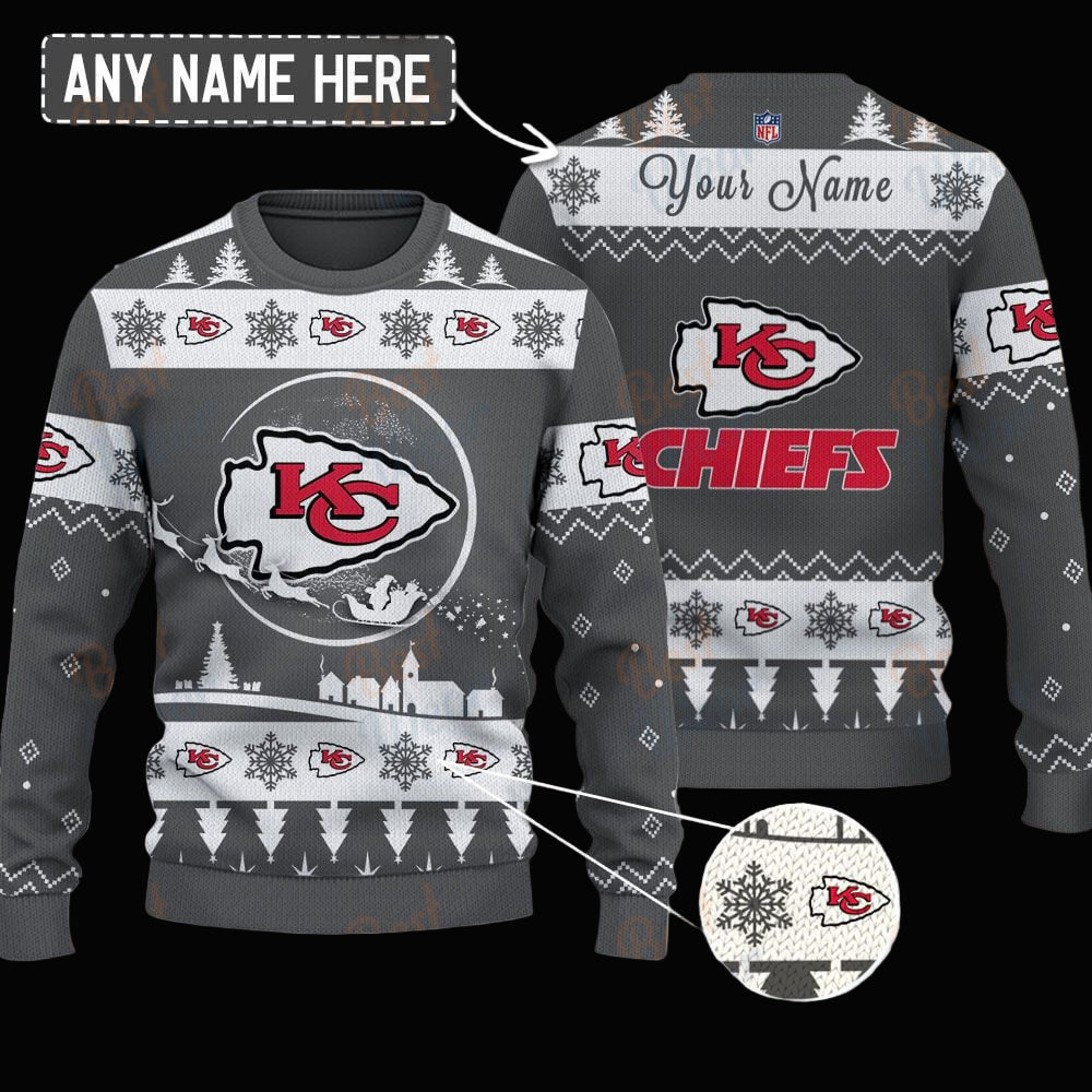 Kansas City Chiefs NFL Ugly Christmas Sweater - Name Customized