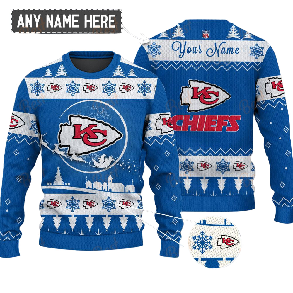 Kansas City Chiefs NFL Ugly Christmas Sweater - Name Customized