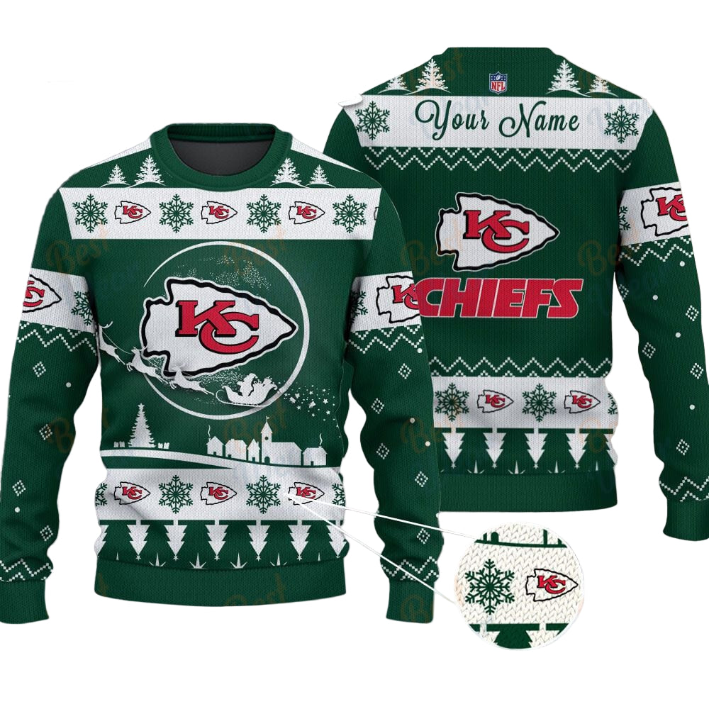 Kansas City Chiefs NFL Ugly Christmas Sweater - Name Customized