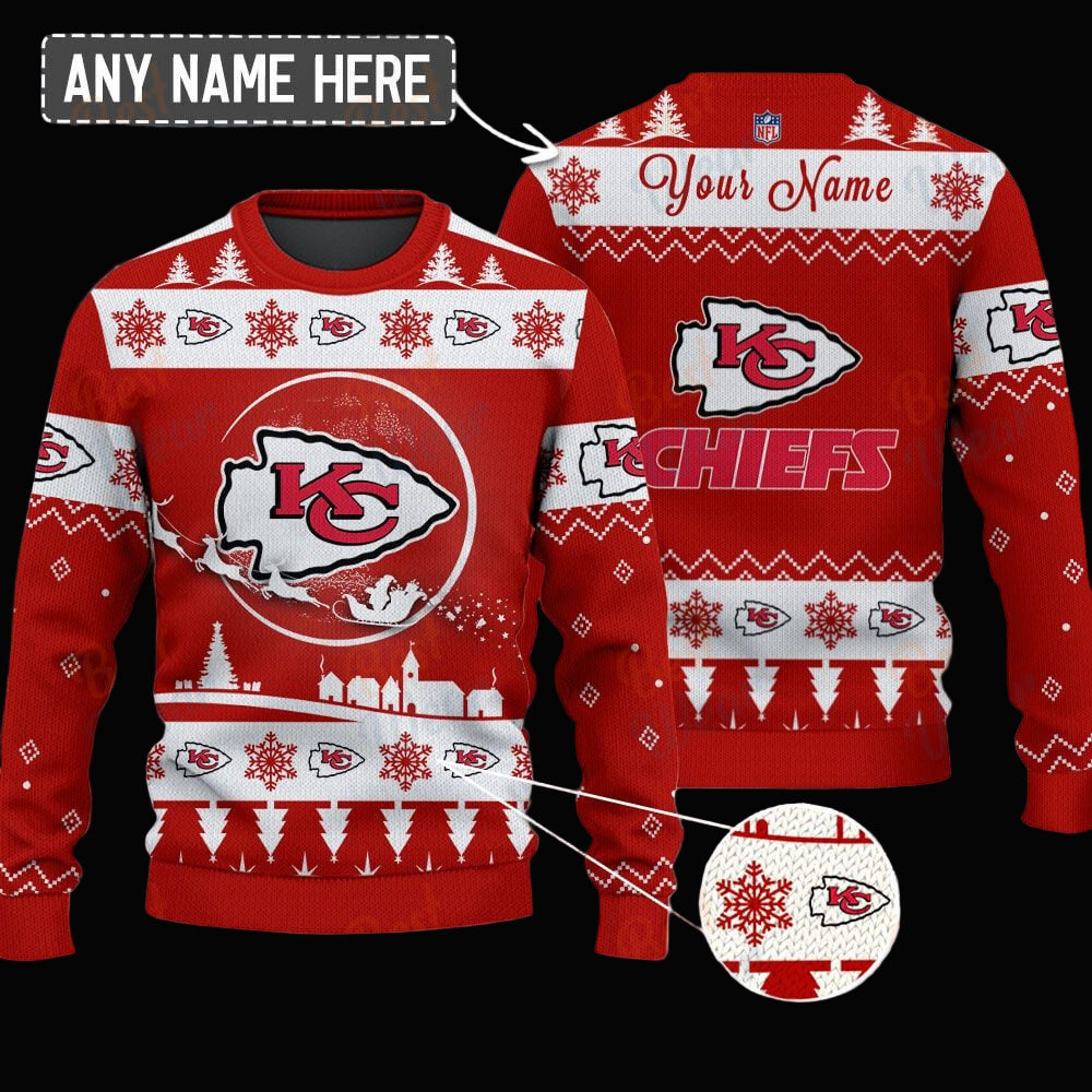 Kansas City Chiefs NFL Ugly Christmas Sweater - Name Customized