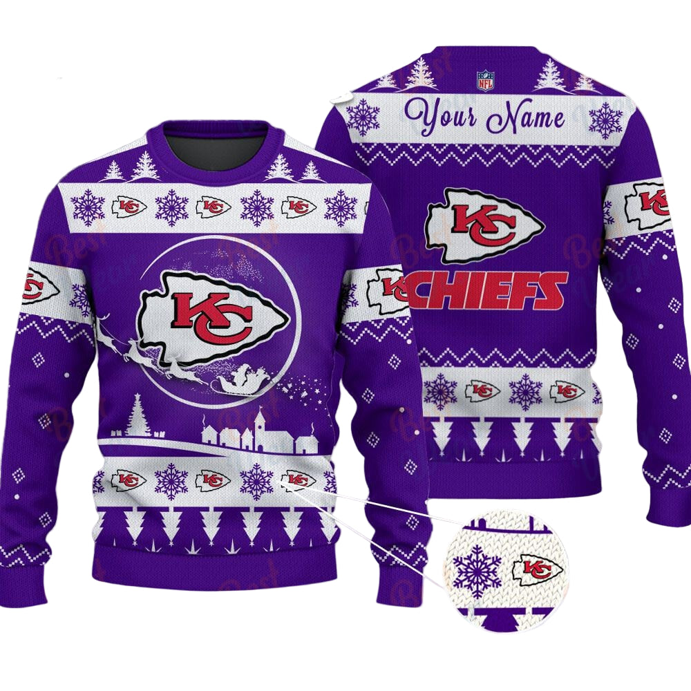 Kansas City Chiefs NFL Ugly Christmas Sweater - Name Customized