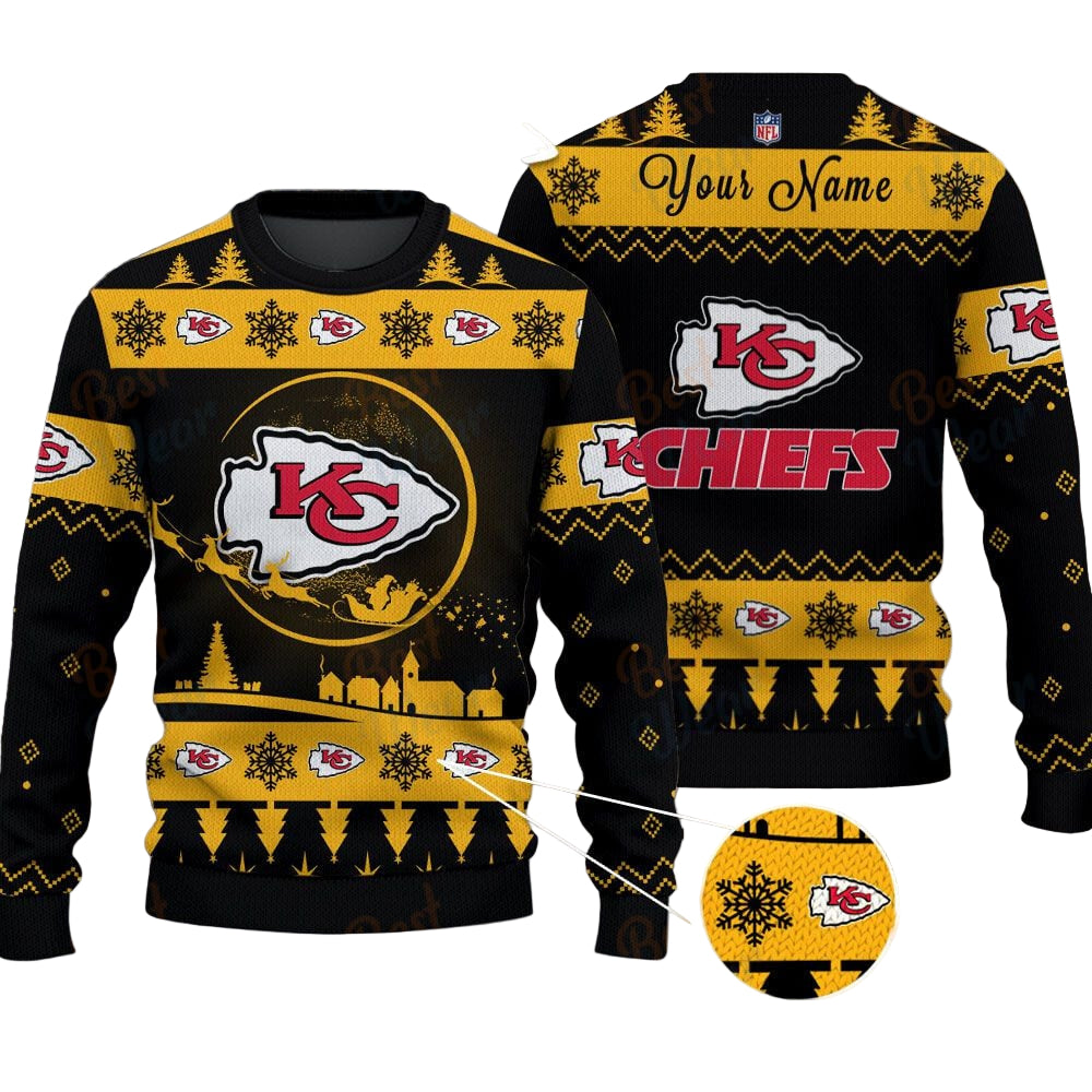 Kansas City Chiefs NFL Ugly Christmas Sweater - Name Customized