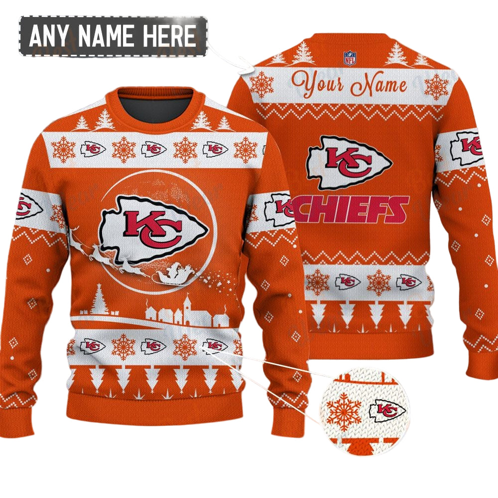 Kansas City Chiefs NFL Ugly Christmas Sweater - Name Customized
