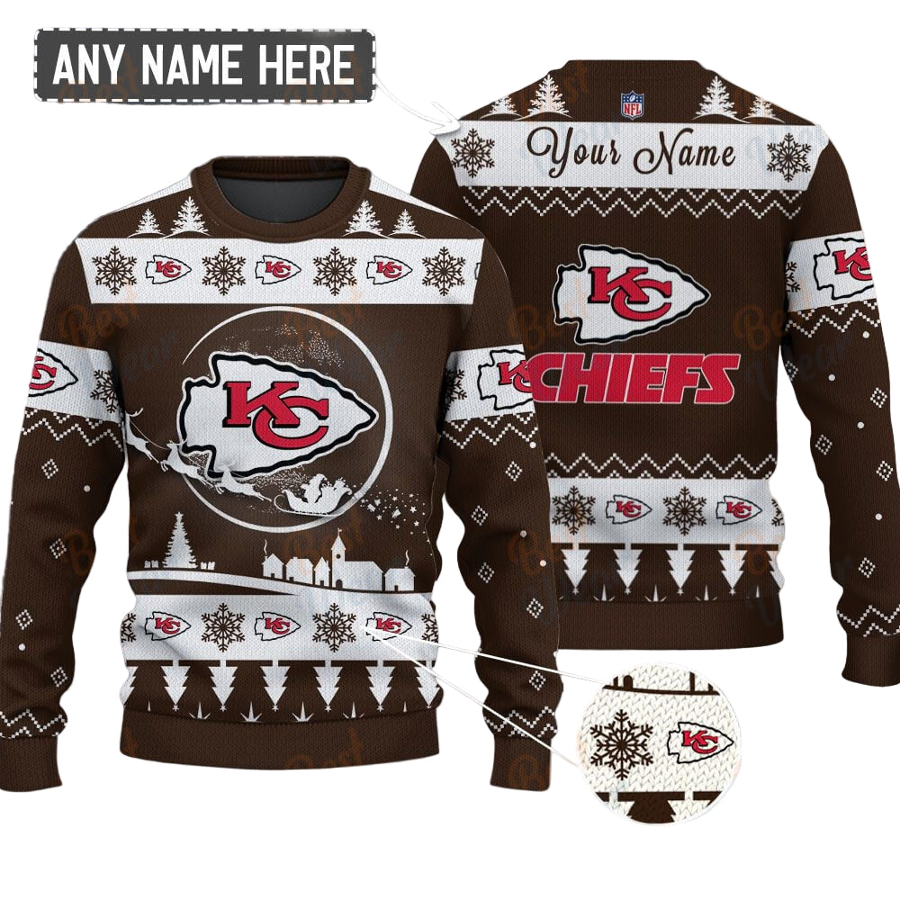 Kansas City Chiefs NFL Ugly Christmas Sweater - Name Customized
