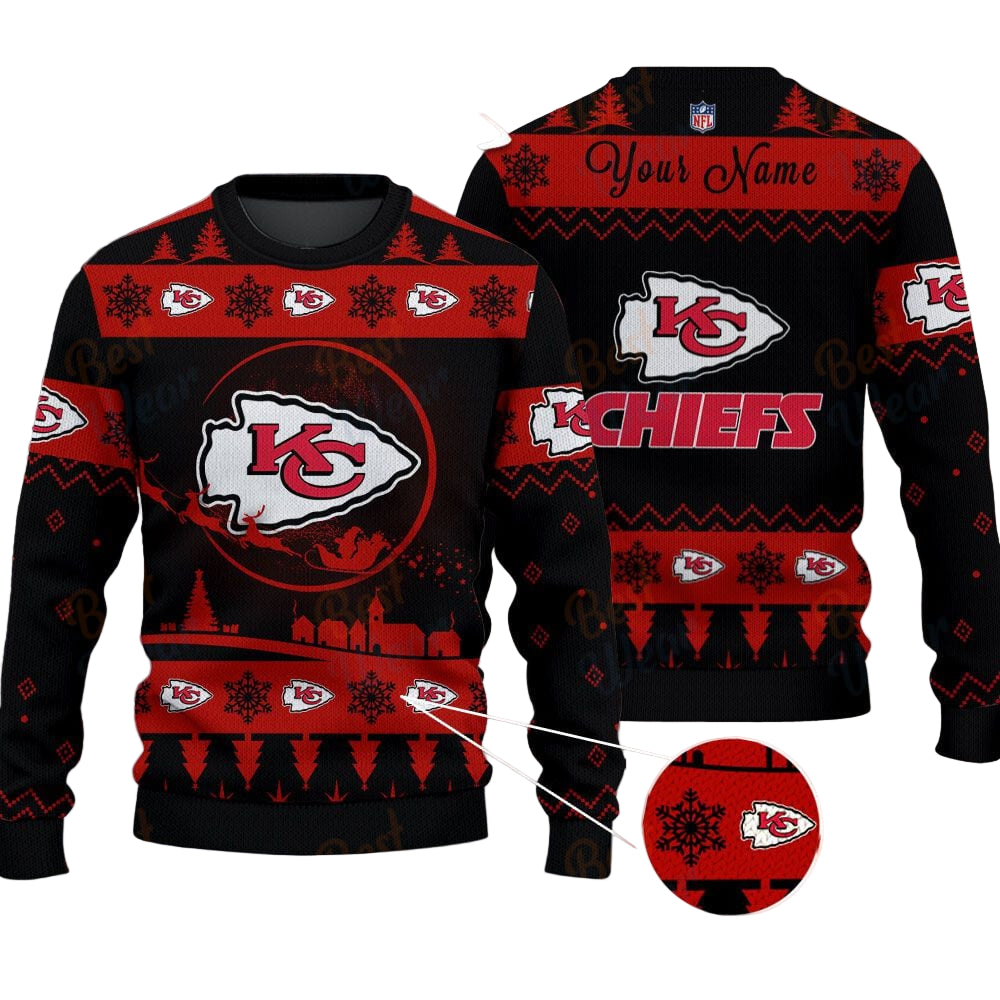 Kansas City Chiefs NFL Ugly Christmas Sweater - Name Customized