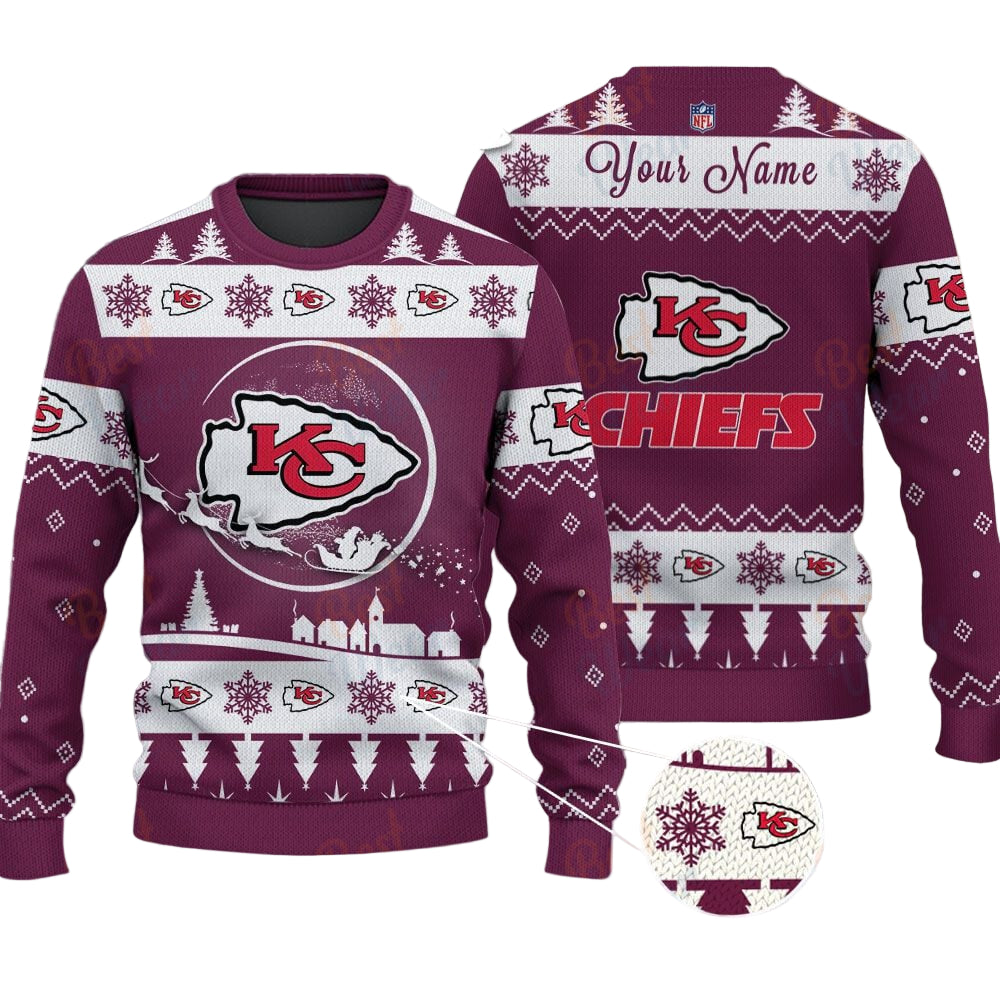Kansas City Chiefs NFL Ugly Christmas Sweater - Name Customized
