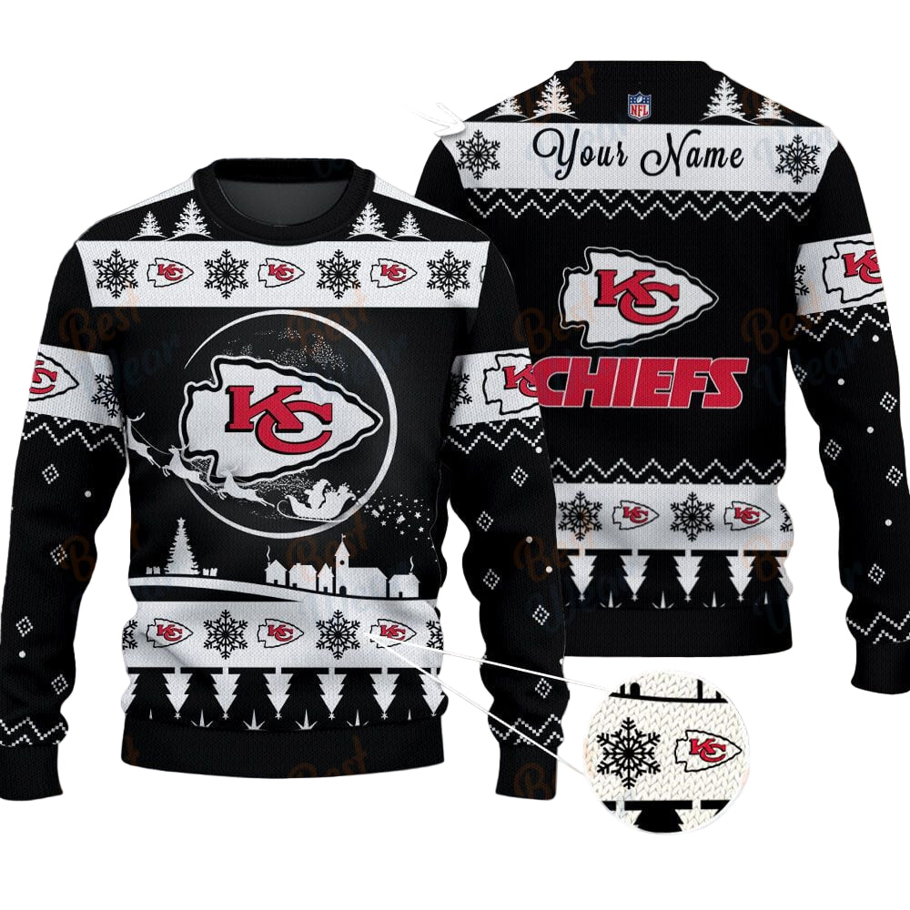 Kansas City Chiefs NFL Ugly Christmas Sweater - Name Customized