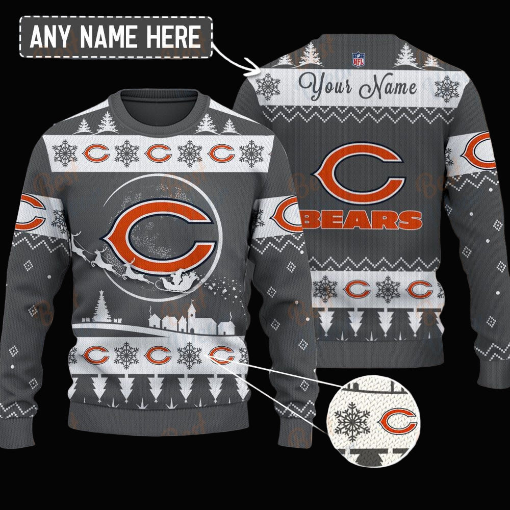 Chicago Bears NFL Ugly Christmas Sweater - Name Customized