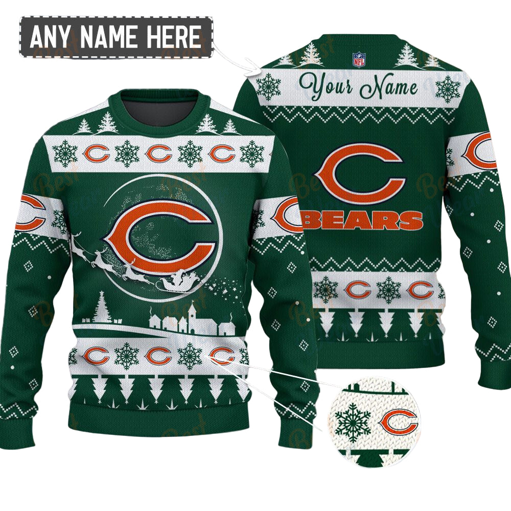 Chicago Bears NFL Ugly Christmas Sweater - Name Customized