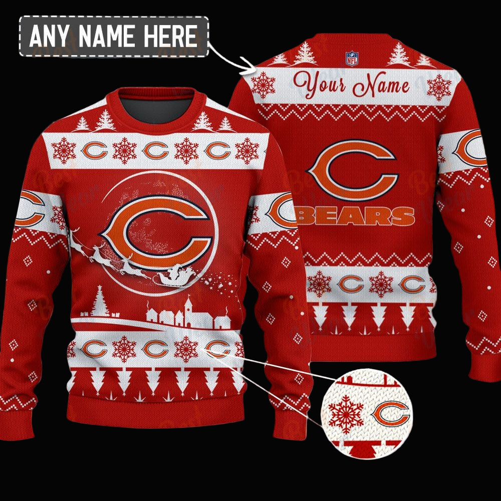 Chicago Bears NFL Ugly Christmas Sweater - Name Customized