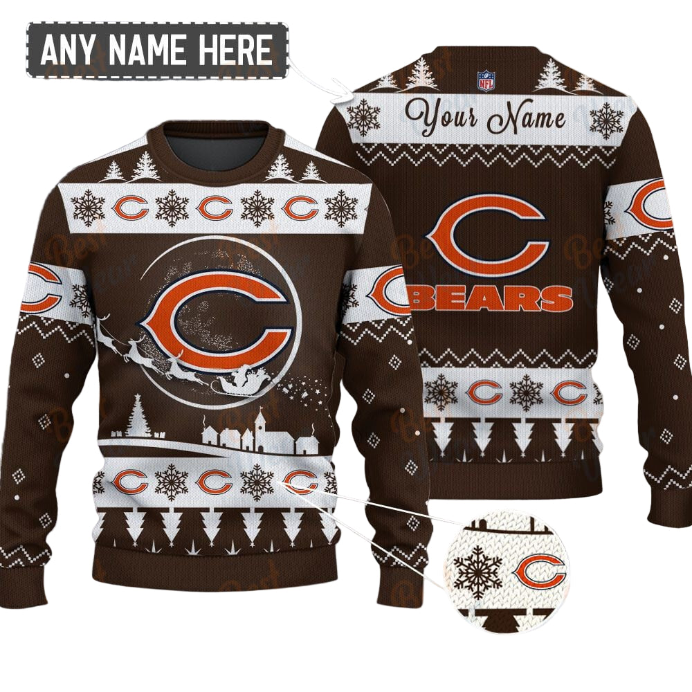Chicago Bears NFL Ugly Christmas Sweater - Name Customized