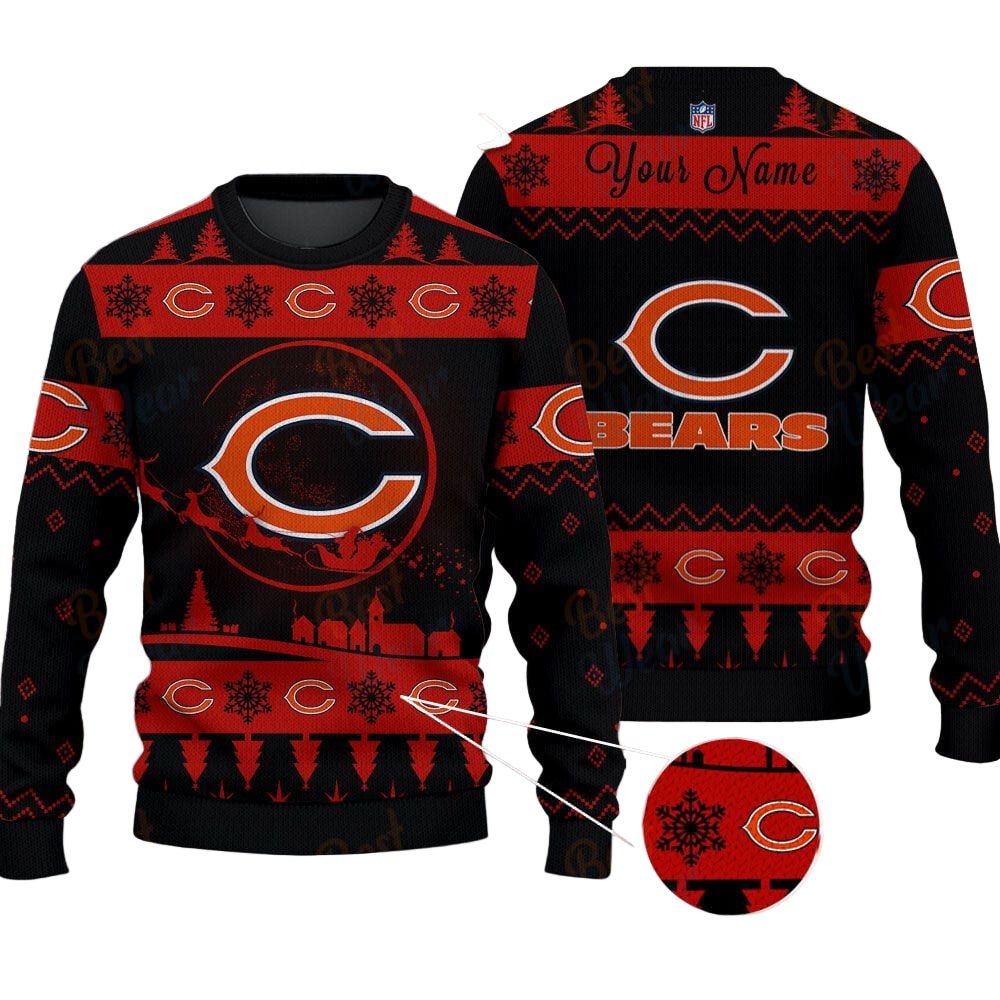 Chicago Bears NFL Ugly Christmas Sweater - Name Customized
