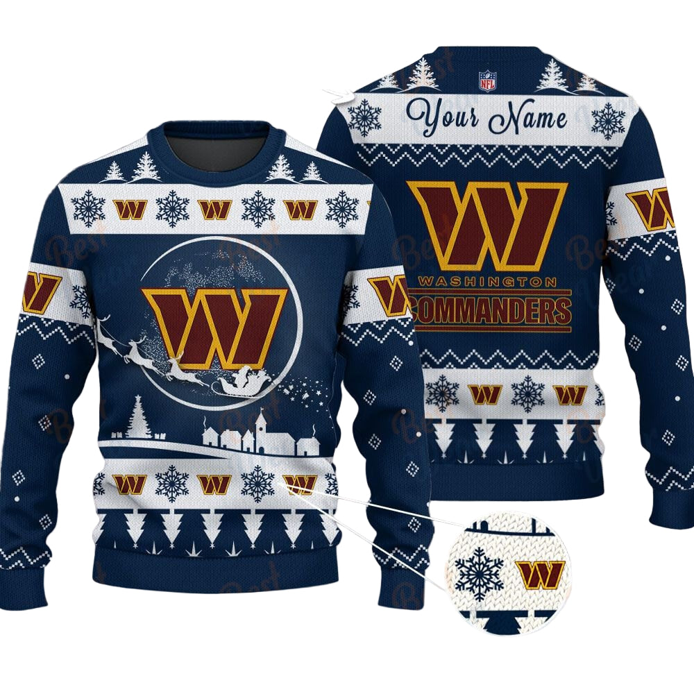 Washington Commanders NFL Ugly Christmas Sweater - Name Customized