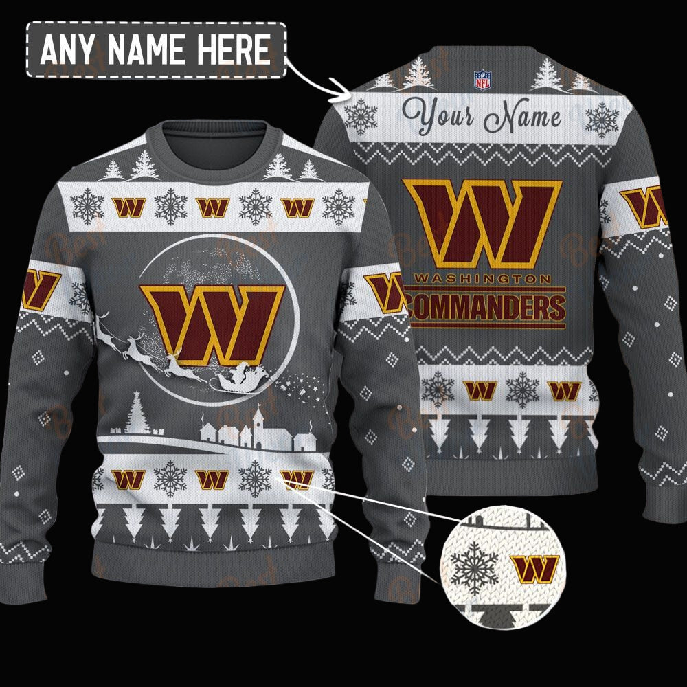 Washington Commanders NFL Ugly Christmas Sweater - Name Customized