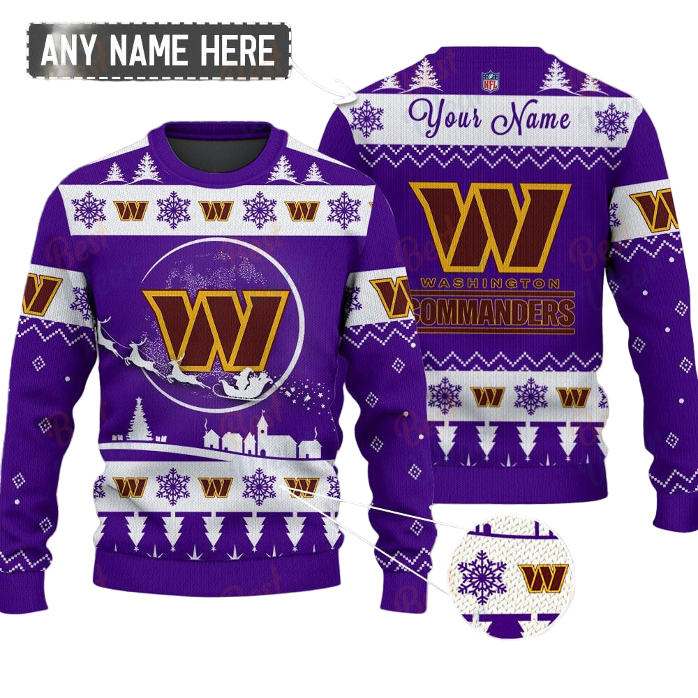 Washington Commanders NFL Ugly Christmas Sweater - Name Customized