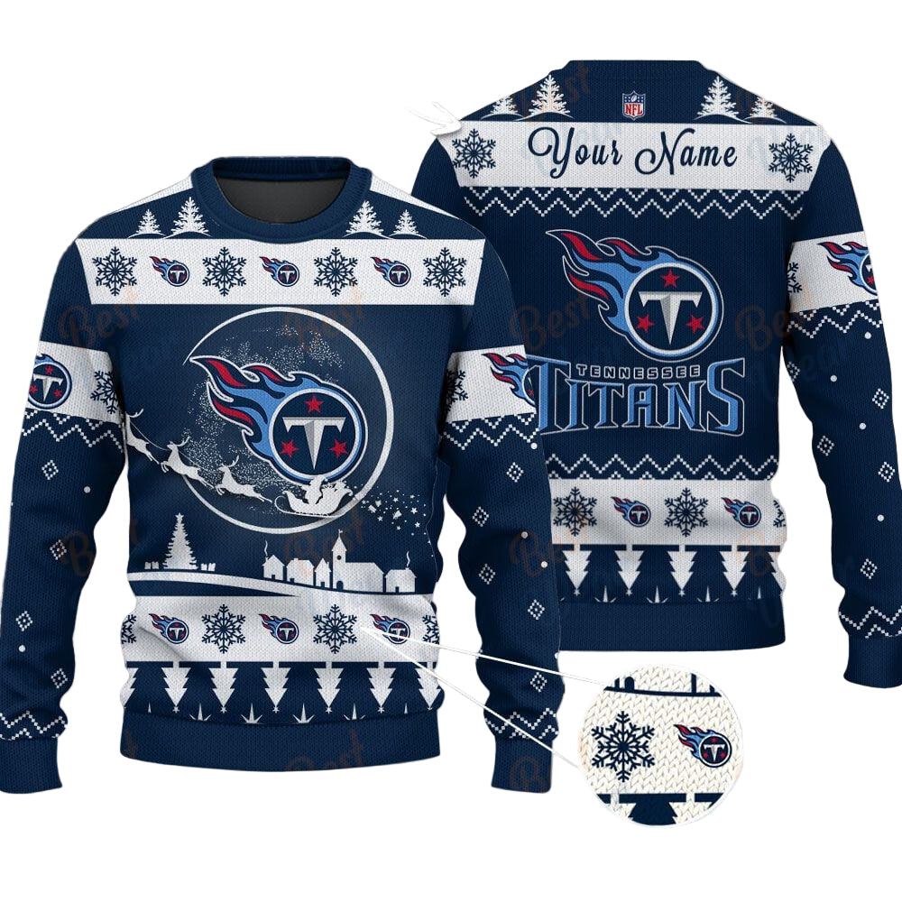 Tennessee Titans NFL Ugly Christmas Sweater - Name Customized