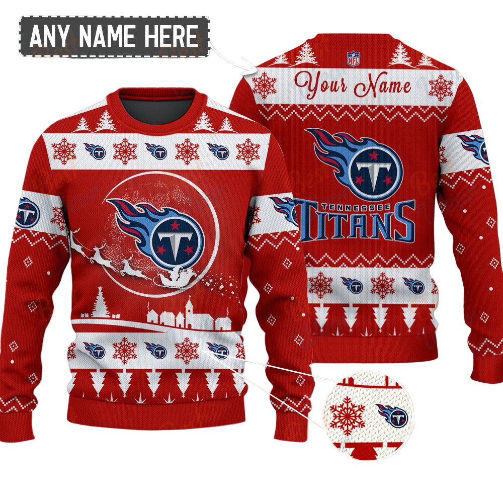Tennessee Titans NFL Ugly Christmas Sweater - Name Customized