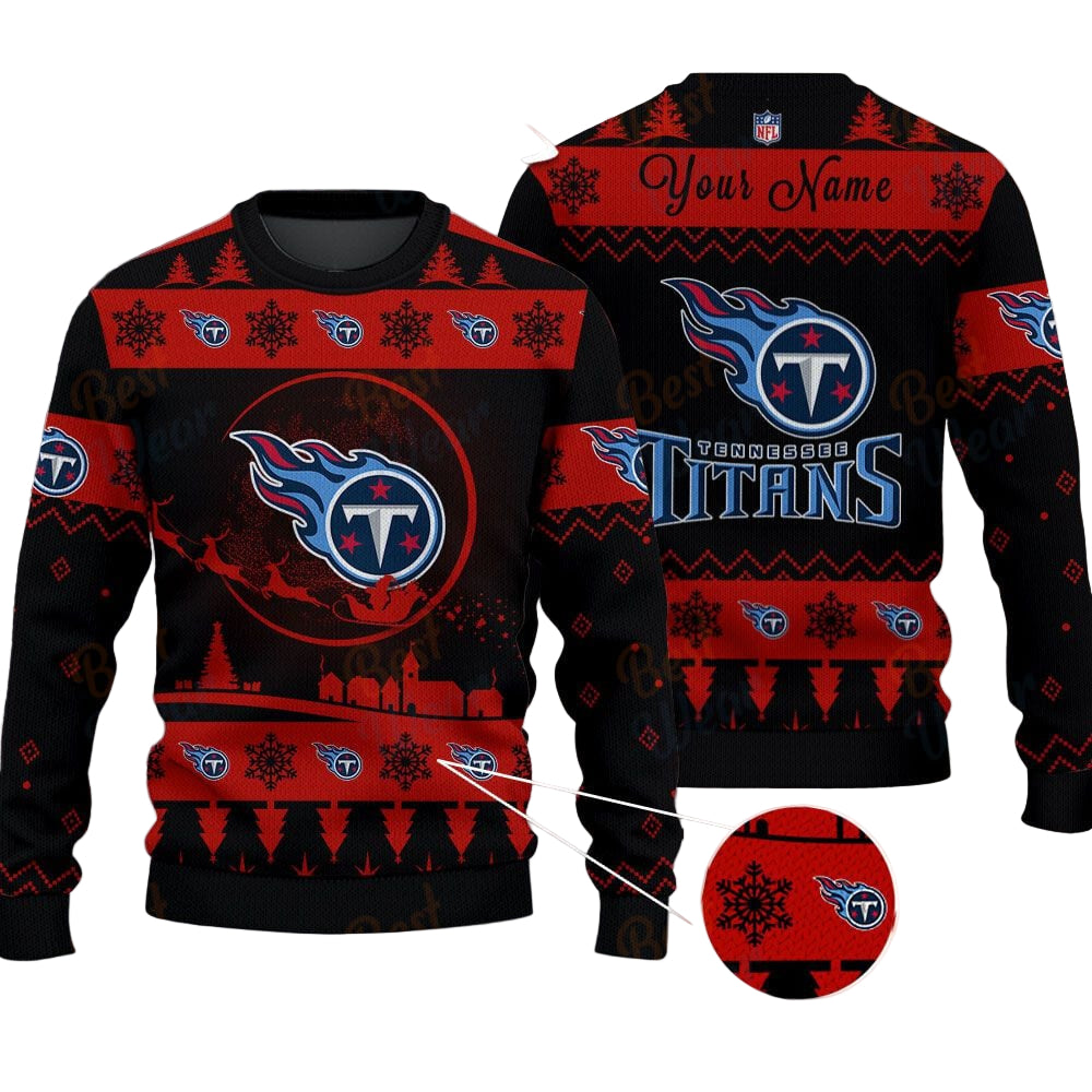 Tennessee Titans NFL Ugly Christmas Sweater - Name Customized
