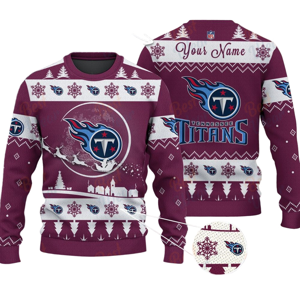 Tennessee Titans NFL Ugly Christmas Sweater - Name Customized