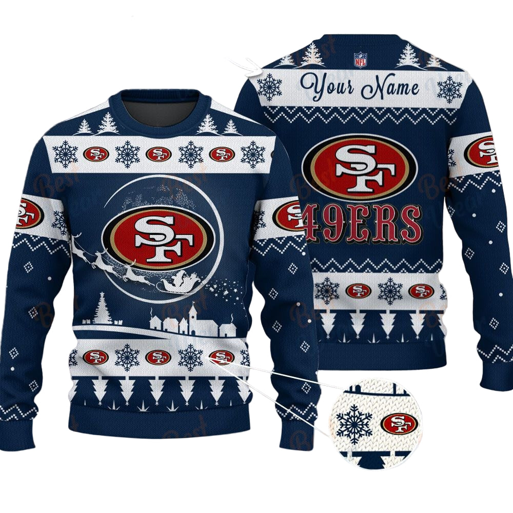 San Francisco 49ers NFL Ugly Christmas Sweater - Name Customized