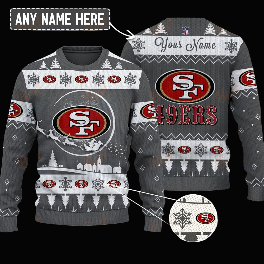 San Francisco 49ers NFL Ugly Christmas Sweater - Name Customized