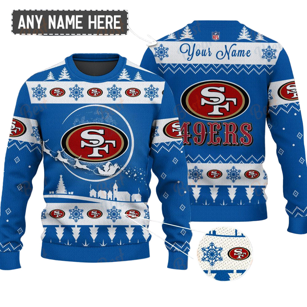San Francisco 49ers NFL Ugly Christmas Sweater - Name Customized