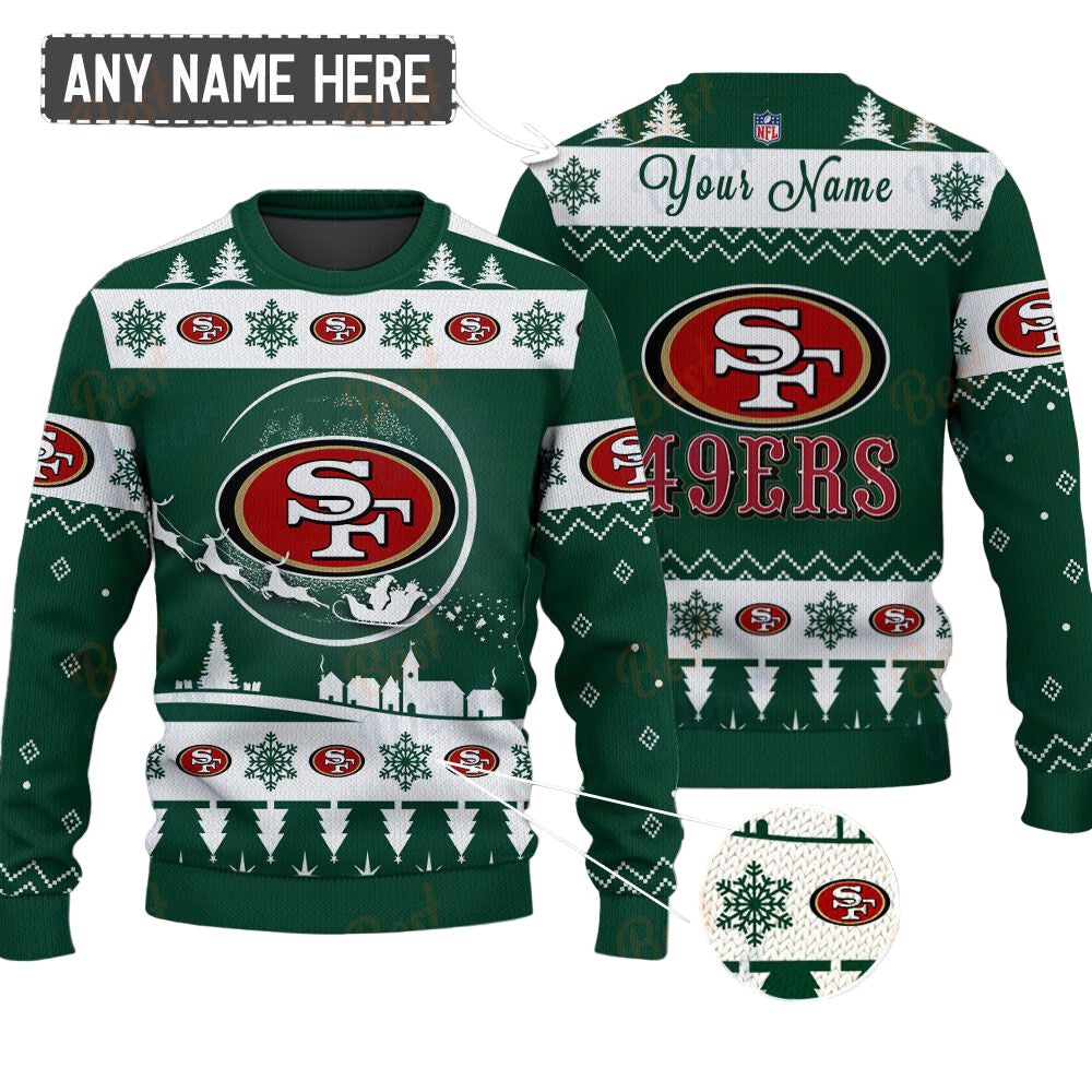 San Francisco 49ers NFL Ugly Christmas Sweater - Name Customized