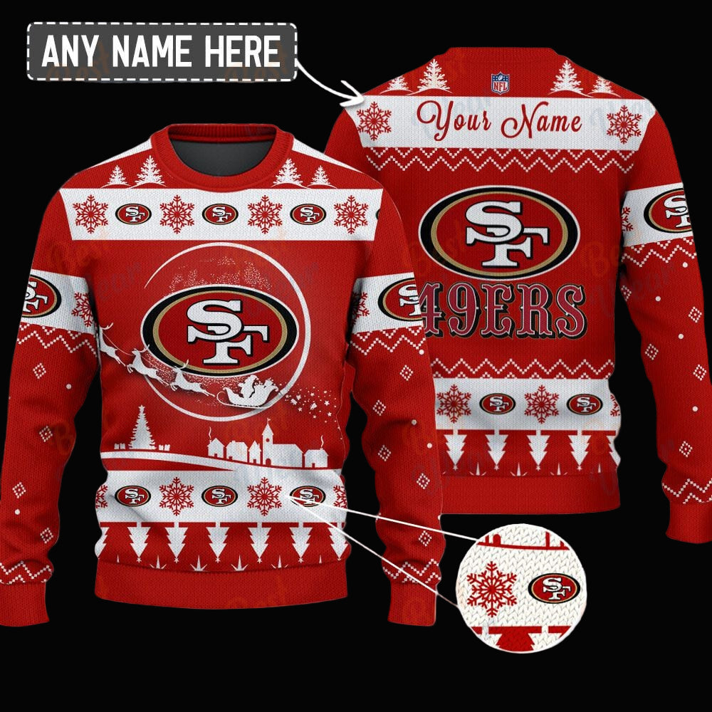San Francisco 49ers NFL Ugly Christmas Sweater - Name Customized