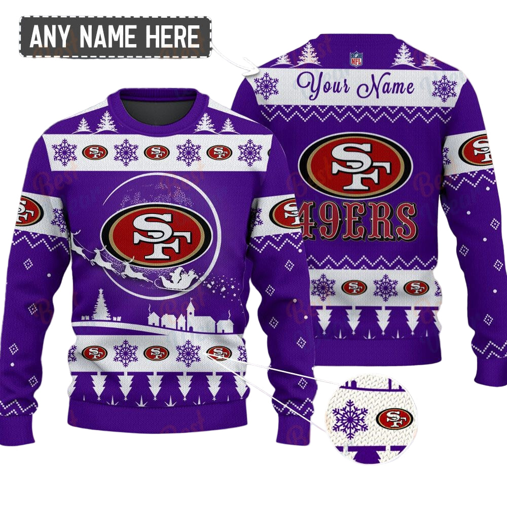 San Francisco 49ers NFL Ugly Christmas Sweater - Name Customized