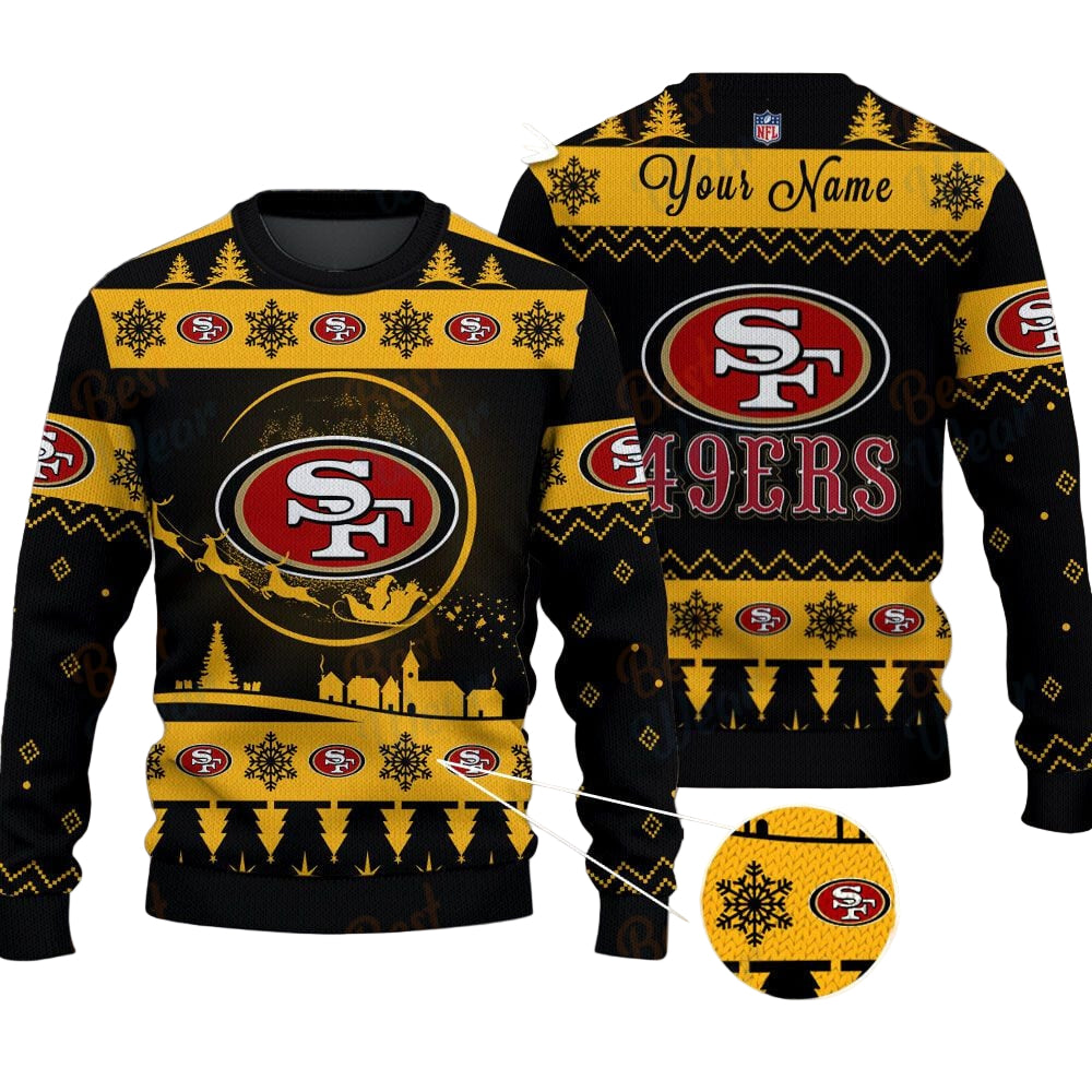 San Francisco 49ers NFL Ugly Christmas Sweater - Name Customized